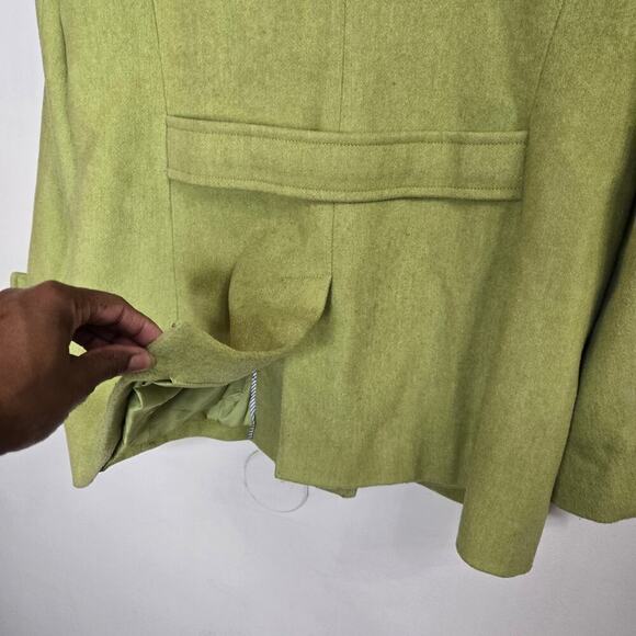 Lands End Wool Blend Pea Coat Women Size 10 Lime Green Quiet Luxury Brat Classic - Picture 8 of 12